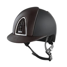 CAP CROMO TEXTILE BLACK AERATOR BLACK INSERTS AND VISOR IN BROWN LEATHER CAP CROMO TEXTILE BLACK AERATOR BLACK INSERTS AND VISOR IN BROWN LEATHER