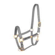 CAPEZZA CON FINITURE IN ORO ROSA ED ARRICCIATURA GRIGIO CAPEZZA CON FINITURE IN ORO ROSA ED ARRICCIATURA GRIGIO