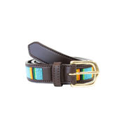 CINTURA IN CUOIO CON INSERTI FIBBIERIA OTTONE AZZURRO CINTURA IN CUOIO CON INSERTI FIBBIERIA OTTONE AZZURRO