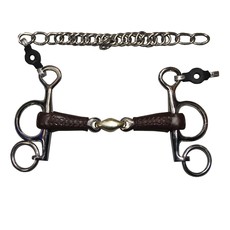 DOUBLE JOINTED SHORT SHANK PELHAM BIT WITH LEATHER COVERED MOUTHPIECE DOUBLE JOINTED SHORT SHANK PELHAM BIT WITH LEATHER COVERED MOUTHPIECE