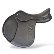 DOUBLE LEATHER JUMPING SADDLE KELLY WITH MEDIUM DEEP SEAT, LATEX PADDING AND MEDIUM CANOPY DOUBLE LEATHER JUMPING SADDLE KELLY WITH MEDIUM DEEP SEAT, LATEX PADDING AND MEDIUM CANOPY