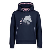 FELPA BIMBA MODELLO LUCKY GIULIA CON CAPPUCCIO E GRAFICA CAVALLO FELPA BIMBA MODELLO LUCKY GIULIA CON CAPPUCCIO E GRAFICA CAVALLO
