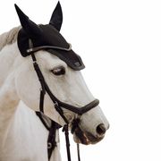 FLY VEIL PREMIUM ENIBO BLACK WITH BLACK LEATHER TRIM FLY VEIL PREMIUM ENIBO BLACK WITH BLACK LEATHER TRIM