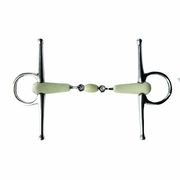 FULL CHEEK BIT, TRIPLE-JOINTED WITH WHITE RUBBER MOUTHPIECE FULL CHEEK BIT, TRIPLE-JOINTED WITH WHITE RUBBER MOUTHPIECE