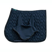 GEOMETRIC QUILTED SADDLE PAD & EAR BONNET SET NAVY – MASCHERONI SELLERIA GEOMETRIC QUILTED SADDLE PAD & EAR BONNET SET NAVY – MASCHERONI SELLERIA