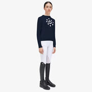 GIRL'S CREW NECK SWEATER WITH WOOL LOGO NAVY BLUE GIRL'S CREW NECK SWEATER WITH WOOL LOGO NAVY BLUE