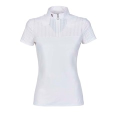 HORSE RIDING POLO SHIRT FOR WOMAN WITH BREATHABLE INSERT COL. WHITE HORSE RIDING POLO SHIRT FOR WOMAN WITH BREATHABLE INSERT COL. WHITE
