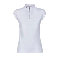 HORSE RIDING POLO SHIRT FOR WOMAN WITH PERFORATED DETAILS COL. WHITE HORSE RIDING POLO SHIRT FOR WOMAN WITH PERFORATED DETAILS COL. WHITE