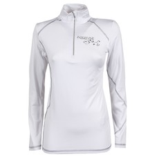 LADIES BI-STRETCH MOCK TURTLENECK RIDING JUMPER BY EQUILINE. WITH ZIP - MOD. CARRIE - COL. WHITE LADIES BI-STRETCH MOCK TURTLENECK RIDING JUMPER BY EQUILINE. WITH ZIP - MOD. CARRIE - COL. WHITE