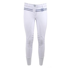 LADIES BREECHES BY ANIMO WITH GRIP PATCH AND CONTRASTING EMBROIDERY. MOD. NABABBO White LADIES BREECHES BY ANIMO WITH GRIP PATCH AND CONTRASTING EMBROIDERY. MOD. NABABBO White