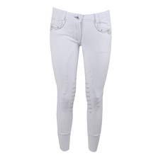 LADIES BREECHES BY ANIMO WITH GRIP PATCH AND EMBROIDERY. MOD. NOBIL White LADIES BREECHES BY ANIMO WITH GRIP PATCH AND EMBROIDERY. MOD. NOBIL White