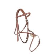 LEATHER BRIDLE WITH EMBROIDERY+RUBBER REINS TOBACCO LEATHER BRIDLE WITH EMBROIDERY+RUBBER REINS TOBACCO
