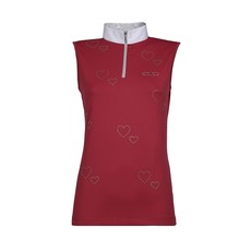 POLO DA EQUITAZIONE DA DONNA CON COLLO ALLA COREANA SENZA MANICHE CON CUORI BORCHIATI ANIMO COL. ROSSO POLO DA EQUITAZIONE DA DONNA CON COLLO ALLA COREANA SENZA MANICHE CON CUORI BORCHIATI ANIMO COL. ROSSO