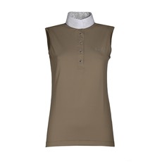 POLO DA EQUITAZIONE DA DONNA CON COLLO ALLA COREANA SENZA MANICHE CON FIORI SUL COLLO ANIMO POLO DA EQUITAZIONE DA DONNA CON COLLO ALLA COREANA SENZA MANICHE CON FIORI SUL COLLO ANIMO