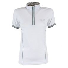POLO DONNA COREANA MANICA CORTA CON ZIP BREST ANIMO BIANCO/SALVIA POLO DONNA COREANA MANICA CORTA CON ZIP BREST ANIMO BIANCO/SALVIA
