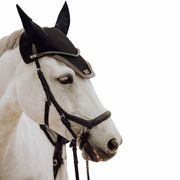 PREMIUM EAR BONNET BLACK WITH BROWN LEATHER TRIM PREMIUM EAR BONNET BLACK WITH BROWN LEATHER TRIM