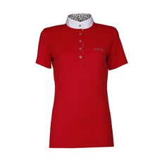 SHORT SLEEVED COMPETITION POLO WITH FLOWER PRINTED INNER COLLAR Women Red SHORT SLEEVED COMPETITION POLO WITH FLOWER PRINTED INNER COLLAR Women Red