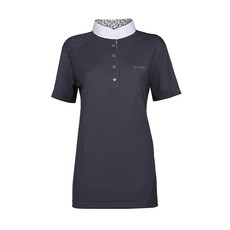 SHORT SLEEVED COMPETITION POLO WITH MANDARIN COLLAR ANIMO Women Charcoal grey SHORT SLEEVED COMPETITION POLO WITH MANDARIN COLLAR ANIMO Women Charcoal grey