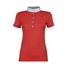 SHORT SLEEVED COMPETITION POLO WITH PRINTED INNER COLLAR ANIMO Women Coral red SHORT SLEEVED COMPETITION POLO WITH PRINTED INNER COLLAR ANIMO Women Coral red