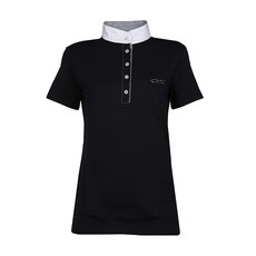 SHORT SLEEVED COMPETITION POLO WITH STITCHES ANIMO Women Black silver SHORT SLEEVED COMPETITION POLO WITH STITCHES ANIMO Women Black silver