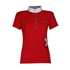 SHORT SLEEVED COMPETITION POLO WITH SWISS FLAG PRINT ANIMO Women Red SHORT SLEEVED COMPETITION POLO WITH SWISS FLAG PRINT ANIMO Women Red