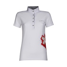 SHORT SLEEVED COMPETITION POLO WITH SWISS FLAG PRINT ANIMO Women White SHORT SLEEVED COMPETITION POLO WITH SWISS FLAG PRINT ANIMO Women White