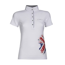 SHORT SLEEVED COMPETITION POLO WITH UK FLAG PRINT ANIMO Women White SHORT SLEEVED COMPETITION POLO WITH UK FLAG PRINT ANIMO Women White
