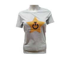 T-SHIRT DONNA MANICA CORTA IN COTONE CELESTE CON STAMPA STELLA T-SHIRT DONNA MANICA CORTA IN COTONE CELESTE CON STAMPA STELLA