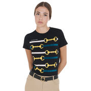 T-SHIRT DONNA SLIM FIT MANICA CORTA CON STAMPA FILETTI T-SHIRT DONNA SLIM FIT MANICA CORTA CON STAMPA FILETTI