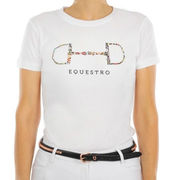 T-SHIRT MANICA CORTA DONNA BIANCA CON STAMPA FILETTO T-SHIRT MANICA CORTA DONNA BIANCA CON STAMPA FILETTO