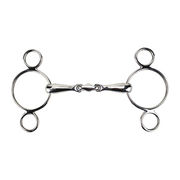 THREE-JOINTED PESSOA BIT WITH 2 RINGS, SOLID MOUTH 18 MM THREE-JOINTED PESSOA BIT WITH 2 RINGS, SOLID MOUTH 18 MM