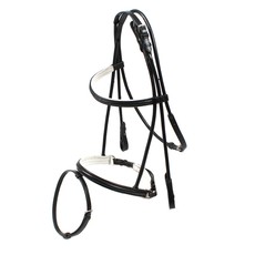TUBULAR LEATHER SNAFFLE BRIDLE MASCHERONI BLACK + WHITE TUBULAR LEATHER SNAFFLE BRIDLE MASCHERONI BLACK + WHITE