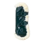 VEGAN SHEEPSKIN TENDON BOOTS BAMBOO ELASTIC DARK GREEN IVORY VEGAN SHEEPSKIN TENDON BOOTS BAMBOO ELASTIC DARK GREEN IVORY