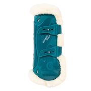 VEGAN SHEEPSKIN TENDON BOOTS BAMBOO ELASTIC EMERALD GREEN IVORY VEGAN SHEEPSKIN TENDON BOOTS BAMBOO ELASTIC EMERALD GREEN IVORY